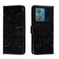 For Motorola Moto Edge 40 Neo Sun Mandala Embossing Pattern Phone Leather Case(Black)