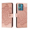 For Motorola Moto Edge 40 Neo Sun Mandala Embossing Pattern Phone Leather Case(Rose Gold)