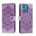 For Motorola Moto Edge 40 Neo Sun Mandala Embossing Pattern Phone Leather Case(Purple)