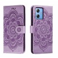 For Motorola Moto G 5G 2023 Sun Mandala Embossing Pattern Phone Leather Case(Purple)