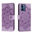 For Motorola Moto G14 Sun Mandala Embossing Pattern Phone Leather Case(Purple)