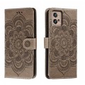 For Motorola Moto G32 Sun Mandala Embossing Pattern Phone Leather Case(Grey)