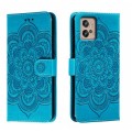 For Motorola Moto G32 Sun Mandala Embossing Pattern Phone Leather Case(Blue)