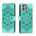 For Motorola Moto G32 Sun Mandala Embossing Pattern Phone Leather Case(Green)
