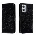 For Motorola Moto G53 Sun Mandala Embossing Pattern Phone Leather Case(Black)