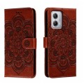 For Motorola Moto G53 Sun Mandala Embossing Pattern Phone Leather Case(Brown)