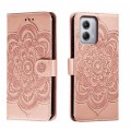 For Motorola Moto G53 Sun Mandala Embossing Pattern Phone Leather Case(Rose Gold)