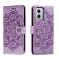 For Motorola Moto G53 Sun Mandala Embossing Pattern Phone Leather Case(Purple)