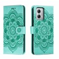 For Motorola Moto G53 Sun Mandala Embossing Pattern Phone Leather Case(Green)