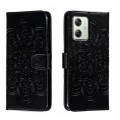 For Motorola Moto G54 Sun Mandala Embossing Pattern Phone Leather Case(Black)