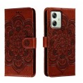 For Motorola Moto G54 Sun Mandala Embossing Pattern Phone Leather Case(Brown)