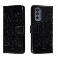 For Motorola Moto G62 5G Sun Mandala Embossing Pattern Phone Leather Case(Black)