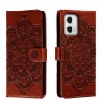 For Motorola Moto G73 Sun Mandala Embossing Pattern Phone Leather Case(Brown)