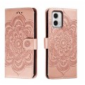 For Motorola Moto G73 Sun Mandala Embossing Pattern Phone Leather Case(Rose Gold)
