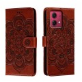 For Motorola Moto G84 Sun Mandala Embossing Pattern Phone Leather Case(Brown)