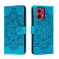 For Motorola Moto G84 Sun Mandala Embossing Pattern Phone Leather Case(Blue)