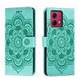 For Motorola Moto G84 Sun Mandala Embossing Pattern Phone Leather Case(Green)