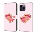 For iPhone 15 Pro Max Crystal Painted Leather Phone case(Love Peach)