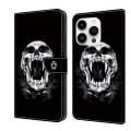 For iPhone 15 Pro Crystal Painted Leather Phone case(Skull)