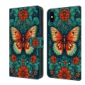 For iPhone XS Max Crystal Painted Leather Phone case(Flower Butterfly)