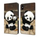 For iPhone XS Max Crystal Painted Leather Phone case(Panda)