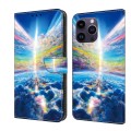 For iPhone 14 Pro Max Crystal Painted Leather Phone case(Colorful Sky)