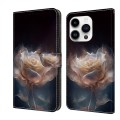 For iPhone 14 Pro Crystal Painted Leather Phone case(Peony)