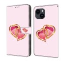 For iPhone 13/14 Crystal Painted Leather Phone case(Love Peach)