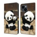 For iPhone 12 mini/13 mini Crystal Painted Leather Phone case(Panda)