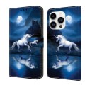 For iPhone 11 Pro Crystal Painted Leather Phone case(White Horse)