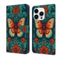 For iPhone 11 Pro Crystal Painted Leather Phone case(Flower Butterfly)