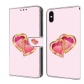 For iPhone XR Crystal Painted Leather Phone case(Love Peach)