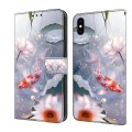 For iPhone X / XS Crystal Painted Leather Phone case(Koi)