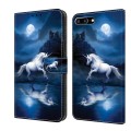 For iPhone 8 Plus/7 Plus Crystal Painted Leather Phone case(White Horse)