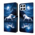 For Honor X8 4G Crystal Painted Leather Phone case(White Horse)