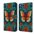 For Honor 9 Lite Crystal Painted Leather Phone case(Flower Butterfly)
