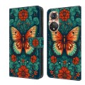 For Honor 50 Pro Crystal Painted Leather Phone case(Flower Butterfly)