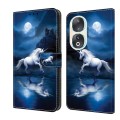 For Honor 90 Crystal Painted Leather Phone case(White Horse)