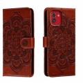 ForSamsung  Galaxy A03 Sun Mandala Embossing Pattern Phone Leather Case(Brown)