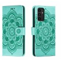 For Samsung Galaxy A13 5G Sun Mandala Embossing Pattern Phone Leather Case(Green)
