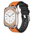 For Apple Watch SE 2023 44mm Oak Silicone Watch Band(Black Orange)