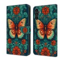 For Samsung Galaxy A05 Crystal Painted Leather Phone case(Flower Butterfly)