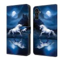 For Samsung Galaxy A05s Crystal Painted Leather Phone case(White Horse)