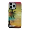 For iPhone 15 Pro Max SUNSET Coconut Tree Dual-side Laminating Laser Phone Case(Yellow)