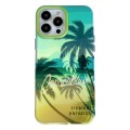 For iPhone 13 Pro Max Beach Coconut Dual-side Laminating Laser Frosted Phone Case(Green Yellow)