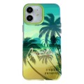 For iPhone 12 Beach Coconut Dual-side Laminating Laser Frosted Phone Case(Green Yellow)