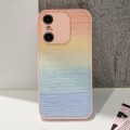 For iPhone X / XS PU Coated PC Hybrid TPU Phone Case(Gradient Pink)