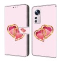 For Xiaomi 12 Crystal Painted Leather Phone case(Love Peach)