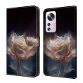 For Xiaomi 12 Pro Crystal Painted Leather Phone case(Peony)