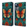 For Xiaomi 12T Pro Crystal Painted Leather Phone case(Flower Butterfly)